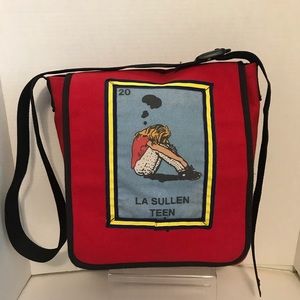 Love Shine New York Red La Sullen Teen Canvas Tote Bag Purse